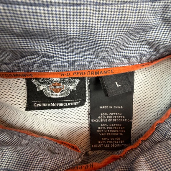 Harley-Davidson Mens Performance Button Down Shirt Blue Micro Check L GM39489 - Picture 2 of 10